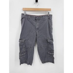 Cargo Supply Utility Cargo Shorts Mens 32 Gray Cotton Multi Pocket Gorpcore